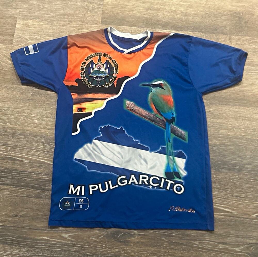 El Salvador Mi Pulgarcito Soccer Shirt Jersey Size M Blue White Orange